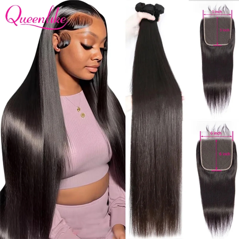 Board Game Queen - 30 40inch Straight Human Hair Bundles