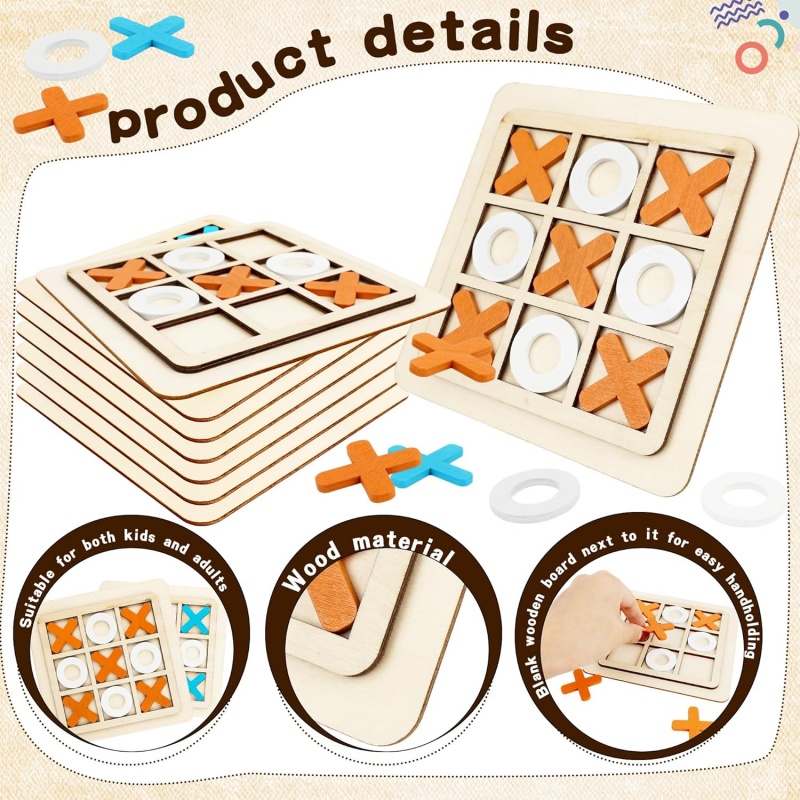 Wooden Tic Tac Toe Games Puzzl - Board Game Template review and price